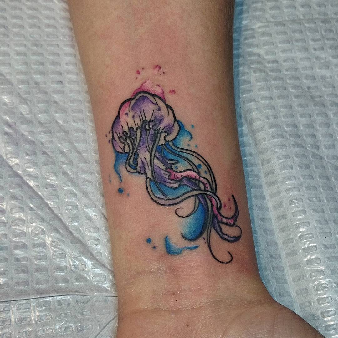 jellyfish watercolour tattoo